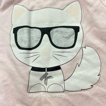 Load image into Gallery viewer, Girls Karl Lagerfeld Kids, fleece lined lightweight sweater / jumper, cat, EUC, size 0000,  
