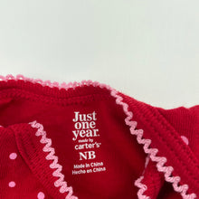 Load image into Gallery viewer, Girls Carters, red cotton bodysuit / romper, EUC, size 0000,  