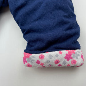 Girls Baby Baby, lightly wadded navy pants / bottoms, elasticated, EUC, size 0000,  