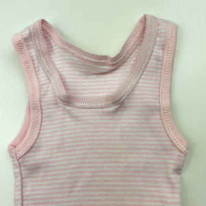 Girls Anko, pink & white stripe cotton singlet top, EUC, size 0000,  