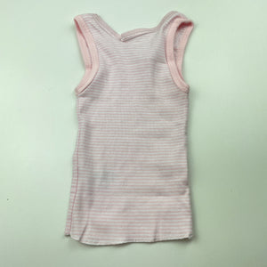 Girls Anko, pink & white stripe cotton singlet top, EUC, size 0000,  