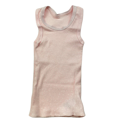 Girls Anko, pink & white spot cotton singlet top, EUC, size 0000,  