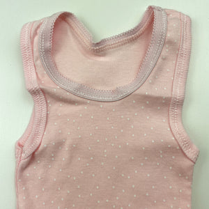 Girls Anko, pink & white spot cotton singlet top, EUC, size 0000,  