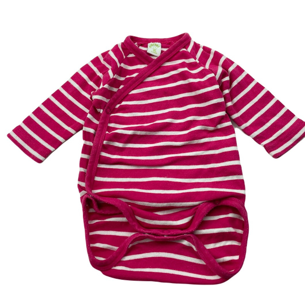 Girls Parvel, pink & white stripe cotton bodysuit / romper, GUC, size 0000,  