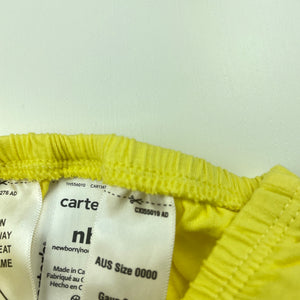 Girls Carters, yellow cotton nappy cover / bloomers, EUC, size 0000,  