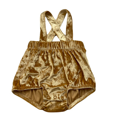 Girls Baby Baby, gold/bronze velour shorts / romper, EUC, size 000,  