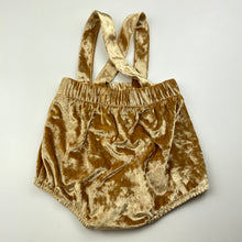 Load image into Gallery viewer, Girls Baby Baby, gold/bronze velour shorts / romper, EUC, size 000,  