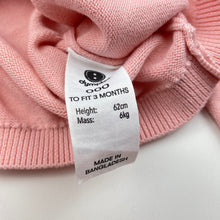 Load image into Gallery viewer, Girls Dymples, pink knitted cotton sweater / jumper, rabbit, EUC, size 000,  