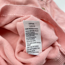 Load image into Gallery viewer, Girls Dymples, pink knitted cotton sweater / jumper, rabbit, EUC, size 000,  