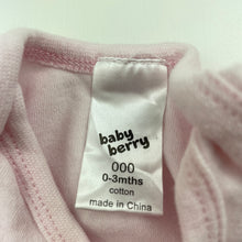 Load image into Gallery viewer, Girls Baby Berry, pink cotton bodysuit / romper, EUC, size 000,  