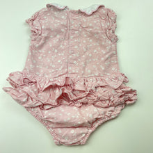 Load image into Gallery viewer, Girls Rock a Bye Baby, pink floral cotton ruffle romper, GUC, size 000,  