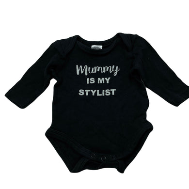 Girls Baby Berry, black cotton bodysuit / romper, EUC, size 000,  