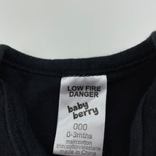 Load image into Gallery viewer, Girls Baby Berry, black cotton bodysuit / romper, EUC, size 000,  
