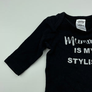 Girls Baby Berry, black cotton bodysuit / romper, EUC, size 000,  