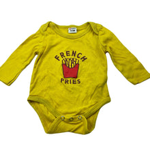 Load image into Gallery viewer, Girls PatPat, yellow cotton bodysuit / romper, french fries, GUC, size 000,  