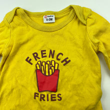 Load image into Gallery viewer, Girls PatPat, yellow cotton bodysuit / romper, french fries, GUC, size 000,  