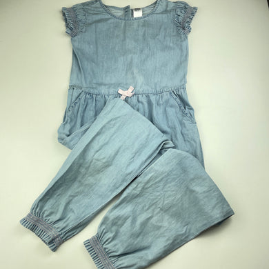 Girls Anko, blue chambray cotton jumpsuit, FUC, size 7,  