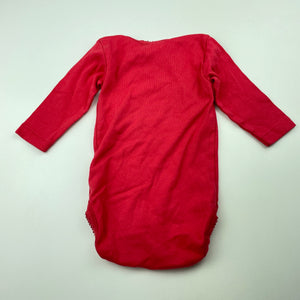 unisex Absorba, red cotton bodysuit / romper, GUC, size 00,  
