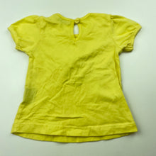 Load image into Gallery viewer, Girls Baby by DJs, yellow cotton t-shirt / top, small mark, FUC, size 00,  