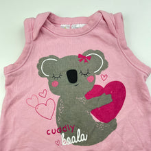 Load image into Gallery viewer, Girls Dymples, pink cotton romper, koala, EUC, size 0,  