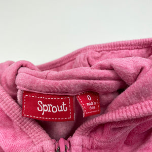 Girls Sprout, pink velour hoodie sweater, FUC, size 0,  