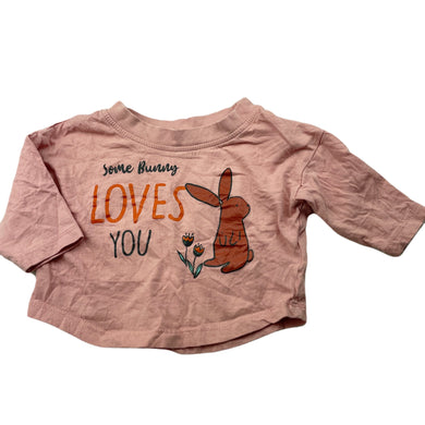 Girls Favourites, pink cotton top, rabbit, GUC, size 0,  