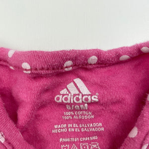 Girls Adidas, pink cotton romper, wash fade, FUC, size 0,  