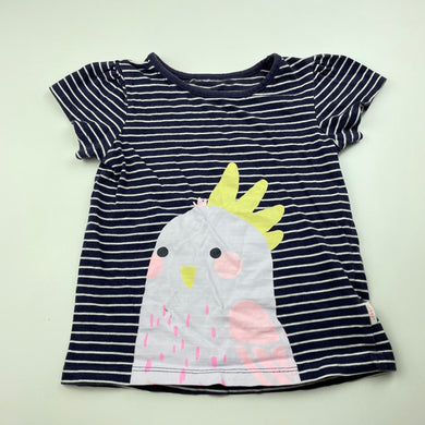 Girls Sprout, navy stripe cotton t-shirt / top, bird, FUC, size 2,  