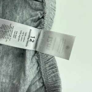 Girls Carters, grey cotton nappy cover, GUC, size 12 months,  