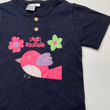 Load image into Gallery viewer, Girls Cadet Rousselle, navy cotton t-shirt / top, bird, FUC, size 12 months,  
