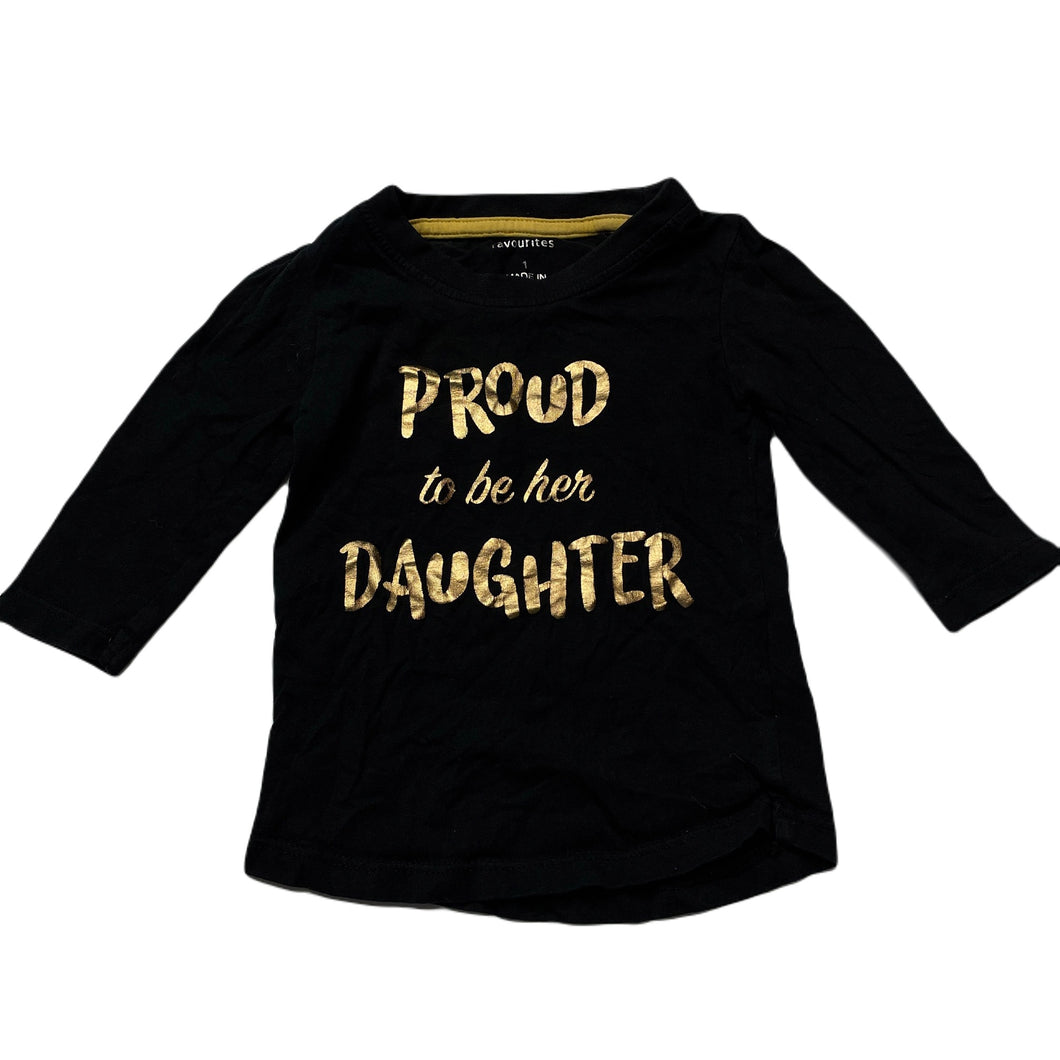 Girls Favourites, black cotton long sleeve t-shirt / top, EUC, size 1,  