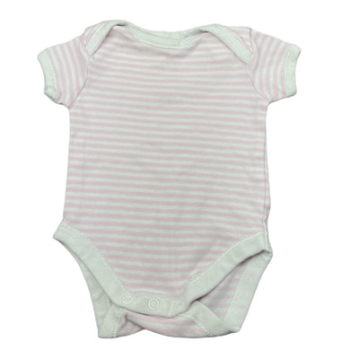 Girls Target, pink stripe cotton bodysuit / romper, GUC, size 0000,  