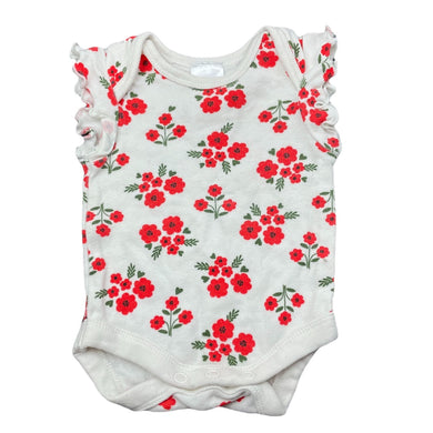 Girls Baby Berry, floral cotton bodysuit / romper, GUC, size 0000,  
