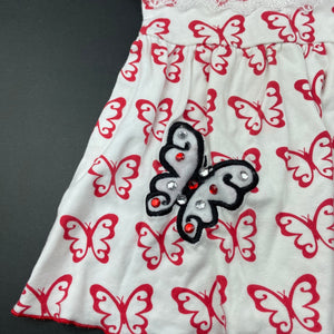 Girls CENTIL, red & white dress, butterflies, FUC, size 00, L: 36cm