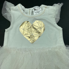 Load image into Gallery viewer, Girls Dymples, white &amp; gold tutu romper, EUC, size 000,  