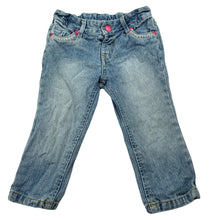 Load image into Gallery viewer, Girls H&amp;T, blue denim jeans, adjustable, Inside leg: 27.5cm, GUC, size 1,  