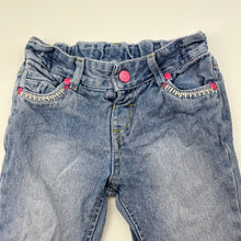 Load image into Gallery viewer, Girls H&amp;T, blue denim jeans, adjustable, Inside leg: 27.5cm, GUC, size 1,  