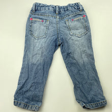 Load image into Gallery viewer, Girls H&amp;T, blue denim jeans, adjustable, Inside leg: 27.5cm, GUC, size 1,  
