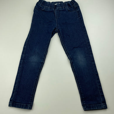 Girls Pumpkin Patch, blue stretch denim leggings / jeggings, elasticated, Inside leg: 39.5cm, FUC, size 4,  