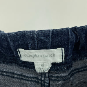 Girls Pumpkin Patch, blue stretch denim leggings / jeggings, elasticated, Inside leg: 39.5cm, FUC, size 4,  