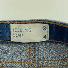 Load image into Gallery viewer, Girls Target, soft feel denim leggings / jeggings, elasticated, Inside leg: 38cm, GUC, size 4,  