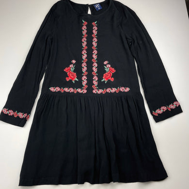 Girls 1964 Denim Co, embroidered viscose long sleeve dress, GUC, size 10, L: 67cm