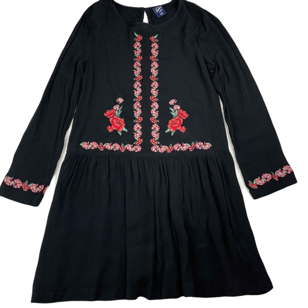 Girls 1964 Denim Co, embroidered viscose long sleeve dress, GUC, size 10, L: 67cm