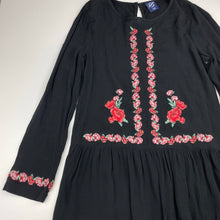 Load image into Gallery viewer, Girls 1964 Denim Co, embroidered viscose long sleeve dress, GUC, size 10, L: 67cm