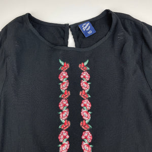 Girls 1964 Denim Co, embroidered viscose long sleeve dress, GUC, size 10, L: 67cm