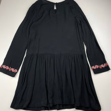 Load image into Gallery viewer, Girls 1964 Denim Co, embroidered viscose long sleeve dress, GUC, size 10, L: 67cm