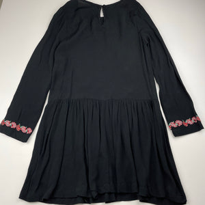 Girls 1964 Denim Co, embroidered viscose long sleeve dress, GUC, size 10, L: 67cm