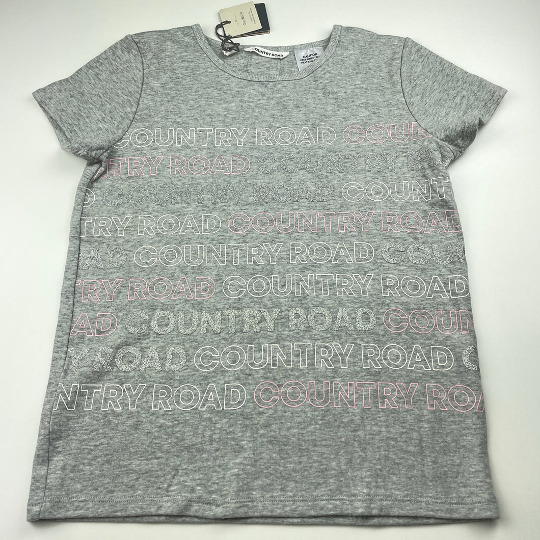 Girls Country Road, grey organic cotton pyjama t-shirt / top, NEW, size 10-11,  