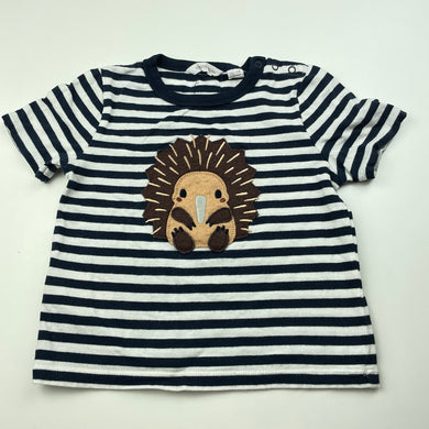 unisex Country Road, navy stripe cotton t-shirt / top, echidna, GUC, size 1,  