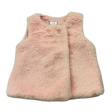 Girls Ollies Place, cotton lined pink faux fur vest, EUC, size 00,  